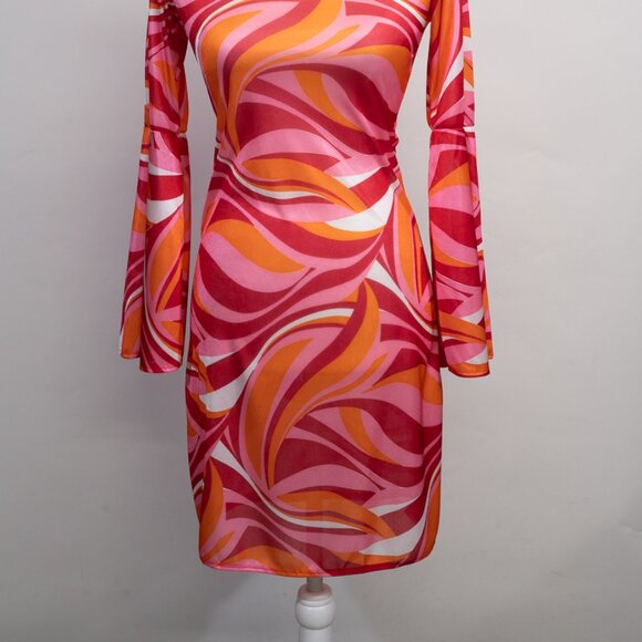 60s Go Go Girl Dancer Hippie Retro Womens Costume with Platinum Blond Wig - Picture 4 of 5